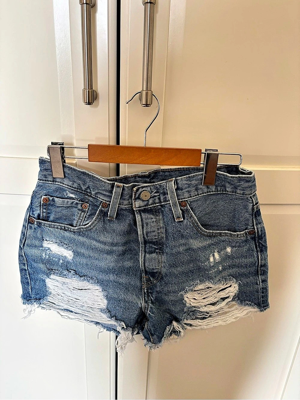 Levi's 501 Original Distressed Cutoff Denim Shorts Distressed Denim Jean Shorts